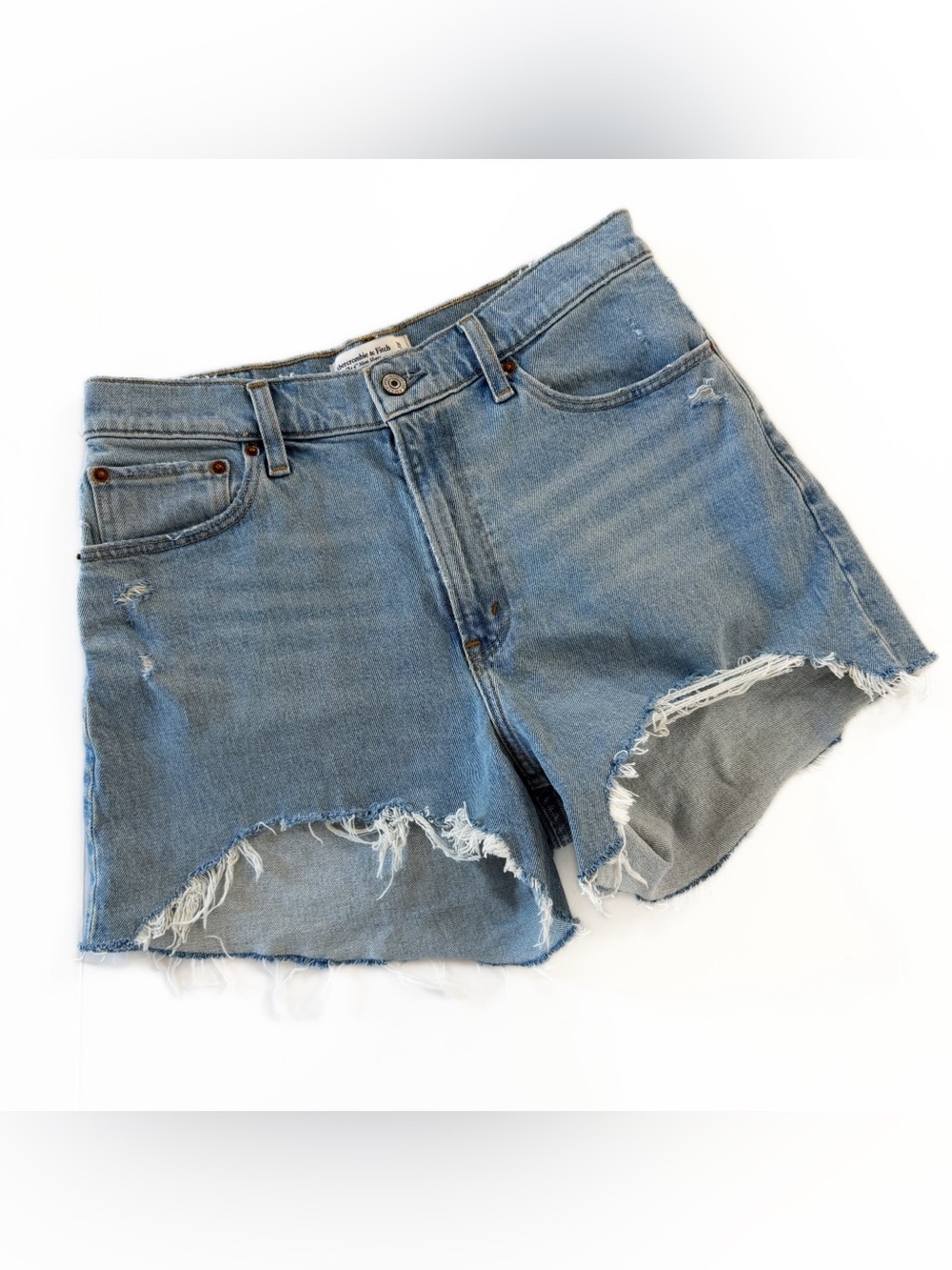 Abercrombie & Fitch Shorts Womens 29 8 Curve Love 4” Mom Distressed Light Wash
